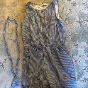 Blue and white striped Abercrombie kids romper